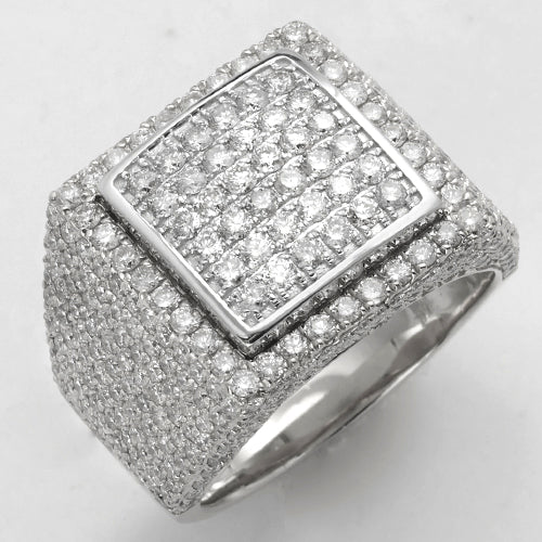 14KW 4.00CTW DIAMOND SQUARE BEZEL DOME MENS RING