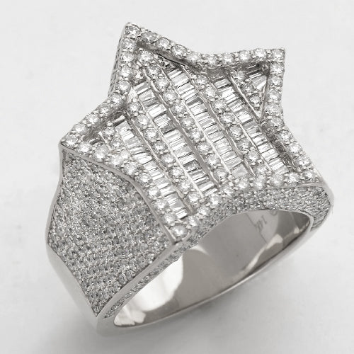 14KW 4.25CTW BAGUETTE DIAMOND STAR RING