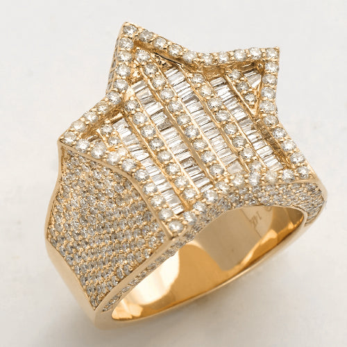 14KY 4.25CTW BAGUETTE DIAMOND STAR RING