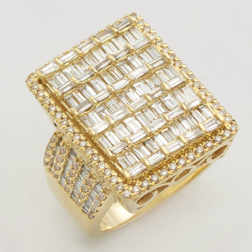 14KY 4.50CTW DIAMOND BAGUETTE SQUARE RING