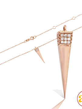 14KR 0.15CTW DIAMOND NECKLACE - 4-SIDED SPIKE