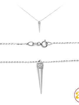 14KW 0.20CTW 18" DIAMOND NECKLACE - ROUNDED SPIKE