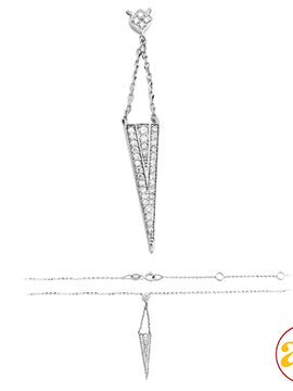 14KW 0.15CTW DIAMOND NECKLACE - FLAT TRIANGLE