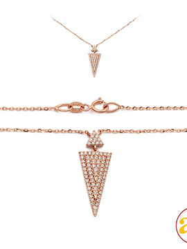 14KR 0.30CTW DIAMOND NECKLACE - FLAT TIANGLE SPIKE