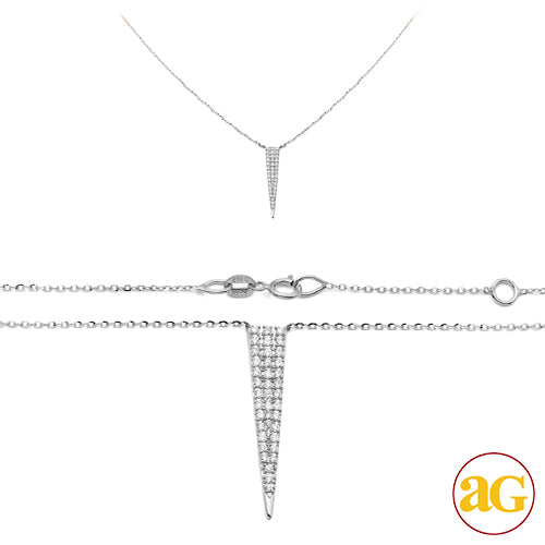 14KW 0.25CTW DIAMOND NECKLACE - FLAT TRIANGLE SPIK