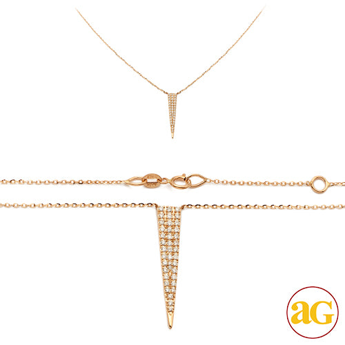 14KY 0.25CTW DIAMOND NECKLACE - FLAT TRIANGLE SPIK