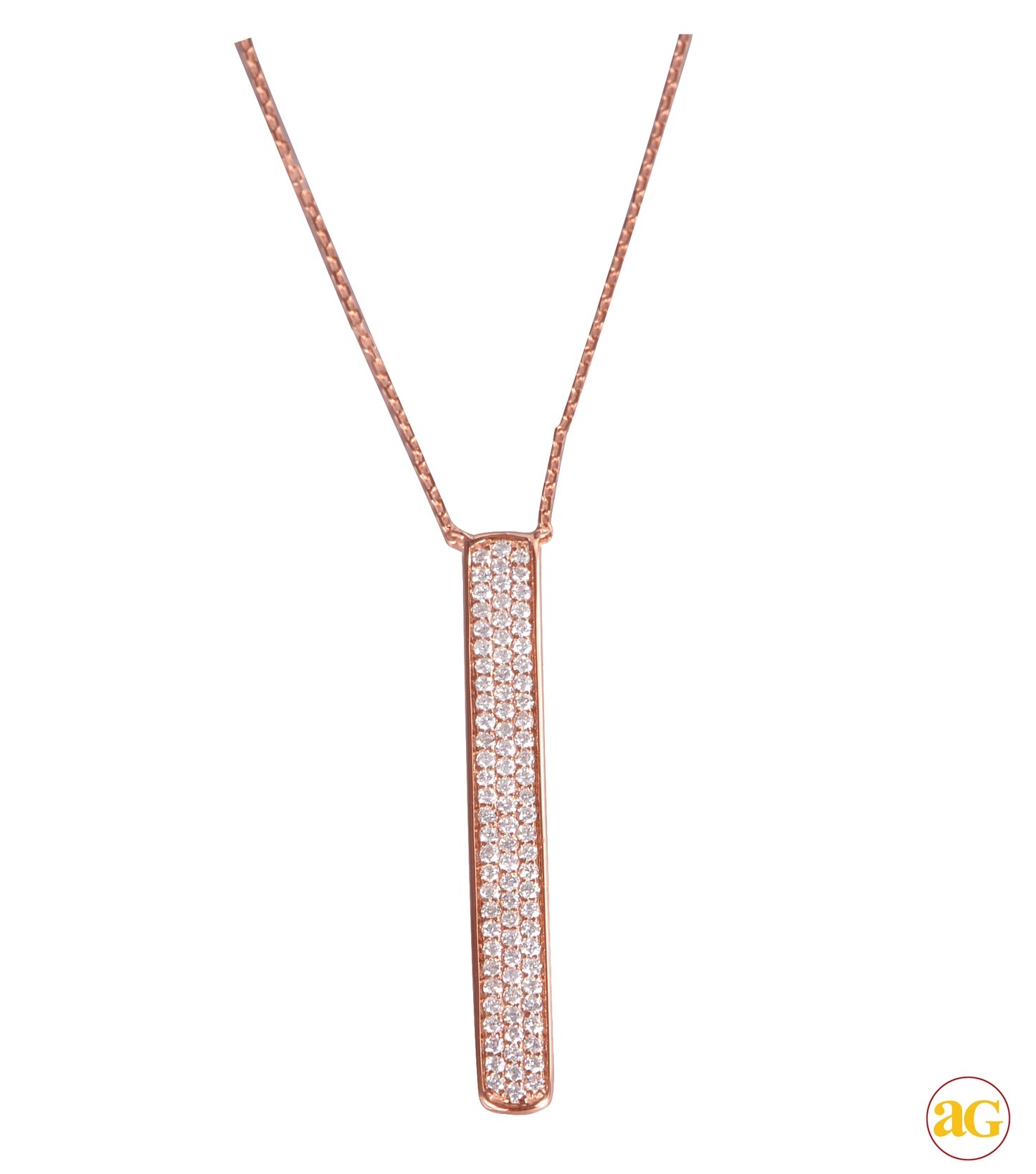 14KR 0.55CTW DIAMOND NECKLACE - VERTICAL BAR