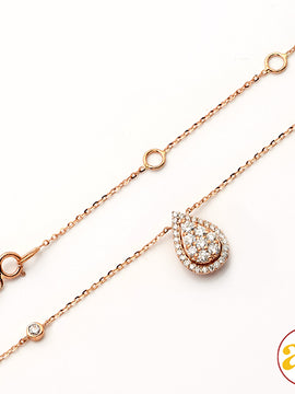 14KR 0.55CTW DIAMOND NECKLACE - BEADED CHAIN W/BEZ