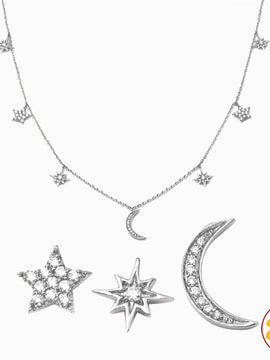 14KW 0.25CTW DIAMOND NECKLACE - CRESCENT MOON