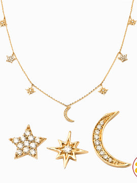 14KY 0.25CTW DIAMOND NECKLACE - CRESCEN MOON