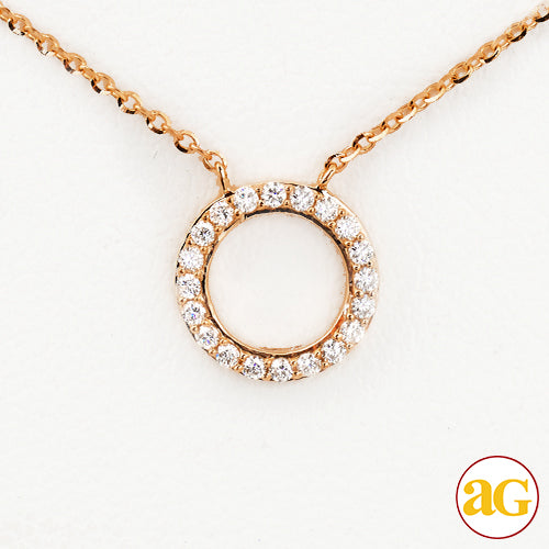 14KR 0.15CTW DIAMOND NECKLACE - DIAMOND CIRCLE