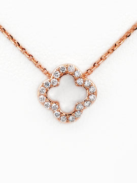 14KR 0.15CTW DIAMOND NECKLACE - OPEN 4-LEAF CLOVER