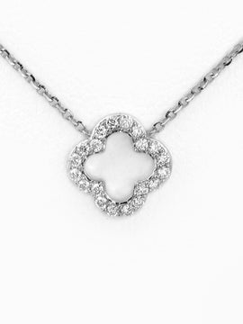 14KW 0.15CTW DIAMOND NECKLACE - OPEN 4-LEAF CLOVER