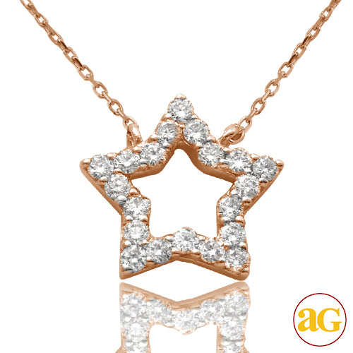 14KR 0.20CTW DIAMOND NECKLACE - OPEN STAR