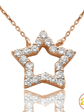 14KR 0.20CTW DIAMOND NECKLACE - OPEN STAR