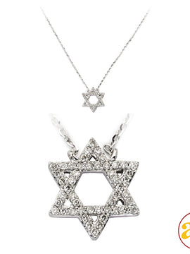 14KW 0.20CTW DIAMOND NECKLACE - STAR OF DAVID