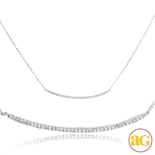 14KW 0.15CTW DIAMOND NECKLACE - HORIZONTAL CURVED