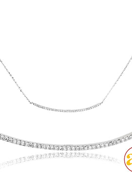 14KW 0.15CTW DIAMOND NECKLACE - HORIZONTAL CURVED