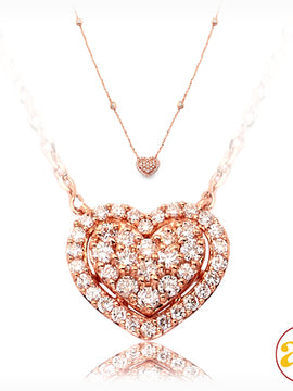 14KR 0.35CTW DIAMOND NECKLACE - BEADED CHAIN