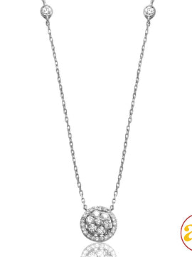 14KW 0.35CTW DIAMOND NECKLACE - ROUND CLUSTER - SI