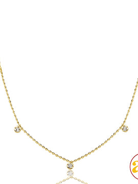 14KY 0.15CTW DIAMOND NECKLACE - 7 BEZEL SET STONES