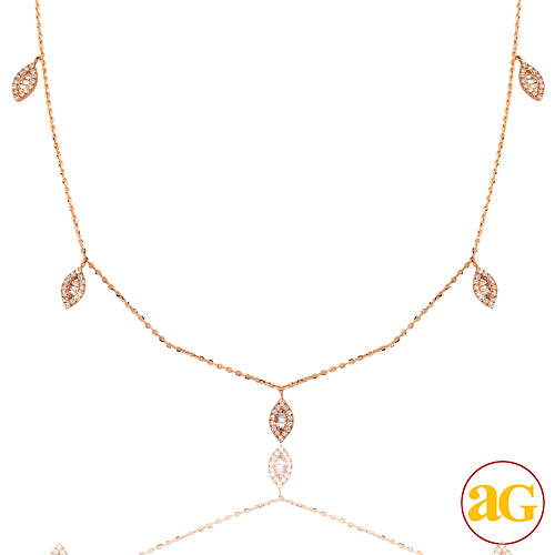 14KR 0.35CTW DIAMOND NECKLACE - 5 LOOSE OPEN