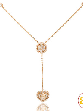 14KR 0.60CTW DIAMOND NECKLACE - ROUND AND HEART CL