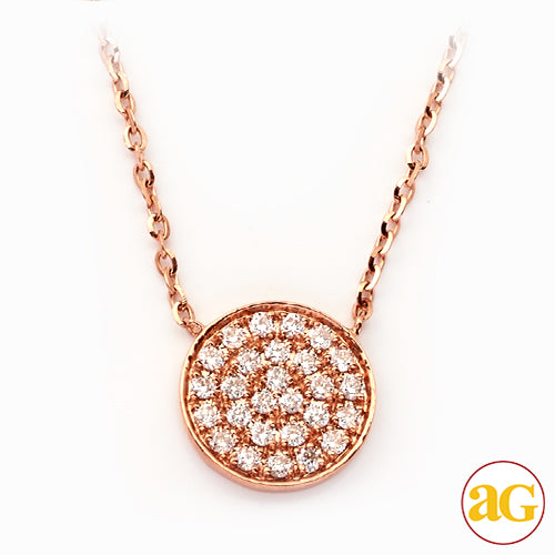 14KR 0.15CTW DIAMOND NECKLACE - FLAT DISC