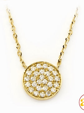 14KY 0.15CTW DIAMOND NECKLACE - FLAT DISC