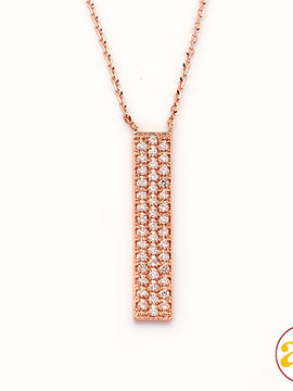 14KR 0.30CTW DIMAOND NECKLACE - VERTICAL BAR - 3 R