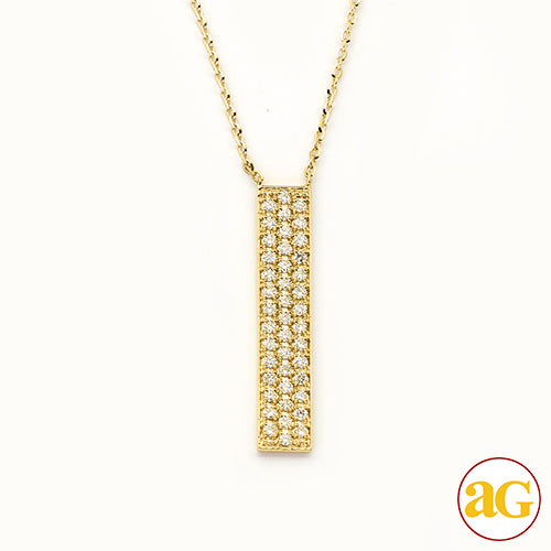 14KY 0.30CTW DIMAOND NECKLACE - VERTICAL BAR - 3 R