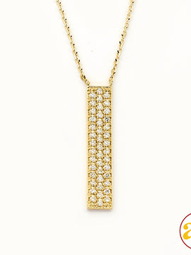 14KY 0.30CTW DIMAOND NECKLACE - VERTICAL BAR - 3 R