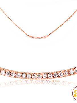 14KR 0.10CTW DIAMOND NECKLACE - CURVED SINGLE ROW