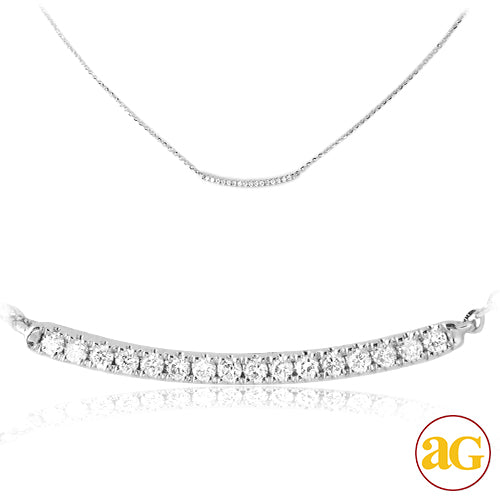 14KW 0.10CTW DIAMOND NECKLACE - CURVED SINGLE ROW