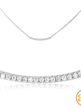 14KW 0.10CTW DIAMOND NECKLACE - CURVED SINGLE ROW