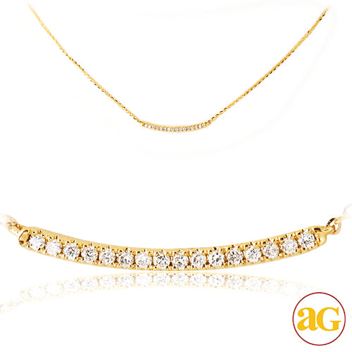 14KY 0.10CTW DIAMOND NECKLACE - CURVED SINGLE ROW