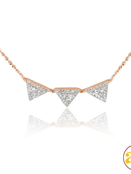 14KR 0.30CTW DIAMOND NECKLACE - 3 TRIANGLE