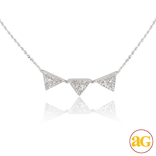 14KW 0.30CTW DIAMOND NECKLACE - 3 TRIANGLE