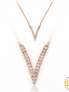 14KR 0.10CTW DIAMOND NECKLACE - V SHAPE