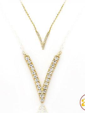 14KY 0.10CTW DIAMOND NECKLACE - V SHAPE