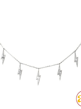 14KW 0.15CTW DIAMOND NECKLACE - 7 LIGHTING BOLTS