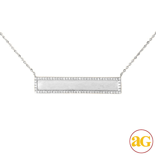 14KW 0.30CTW DIAMOND NECKLACE - DIAMOND ID BAR