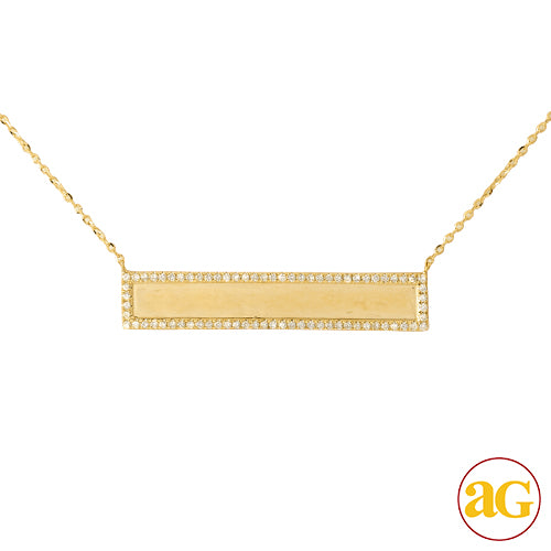 14KY 0.30CTW DIAMOND NECKLACE - DIAMOND ID BAR