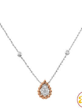 14KW+R 0.25CTW DIAMOND NECKLACE - PEAR CLUSTER WIT