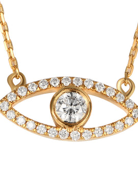 14KY 0.25CTW DIAMOND EVIL EYE NECKLACE