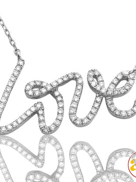 14KW 0.25CTW DIAMOND "LOVE" NECKLACE