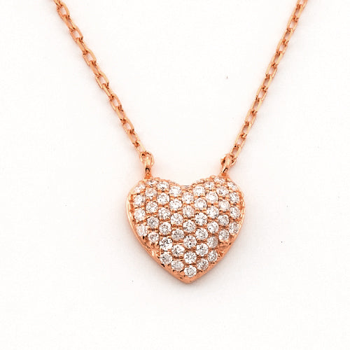 14KR 0.20CTW DIAMOND DOME HEART NECKLACE