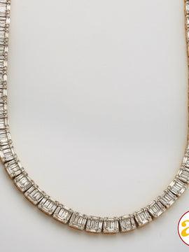 14KY 24.50CTW BAGUETTE SQUARE CLUSTER NECKLACE