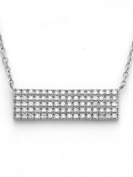 14KW 0.20CTW DIAMOND 5-ROW PAVE BAR NECKLACE