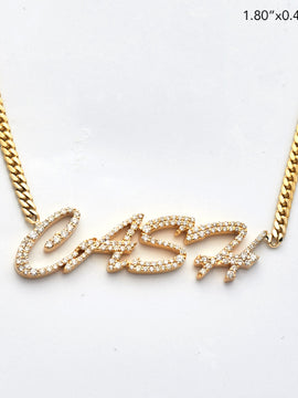 10KY 0.90CTW DIAMOND NECKLACE NAME PIECE